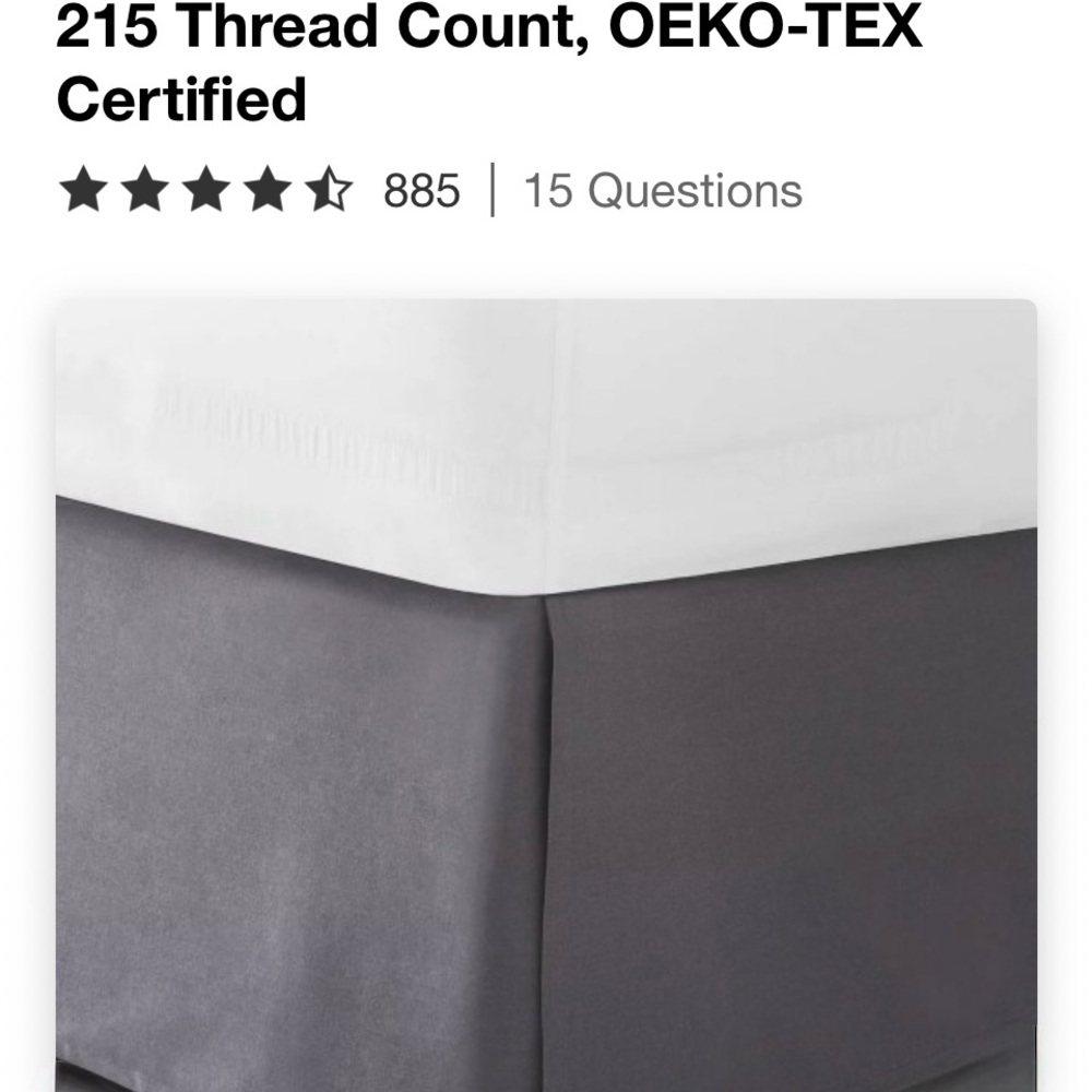 Room Essentials Gray bed skirt queen Smooth Finish new 14” drop 60”x80” cotton